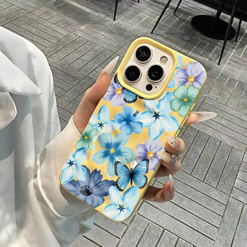Frühlings-Schmetterlings-Blumen-INS-Handyhülle für iPhone 17 16 15 14 13 12 11 Pro Max 14 Plus 17Air Falten-Wellen-Soft-Silikon-Cover – Detail 5