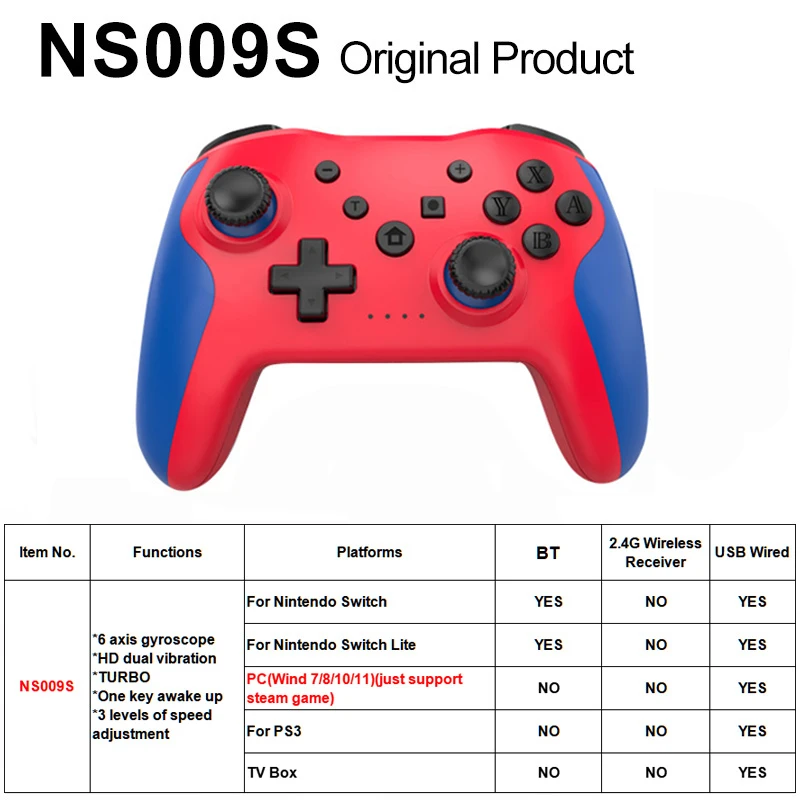Nintendo Switch ps3 GAMINJA Original controlador inalámbrico BT para Nintendo Switch