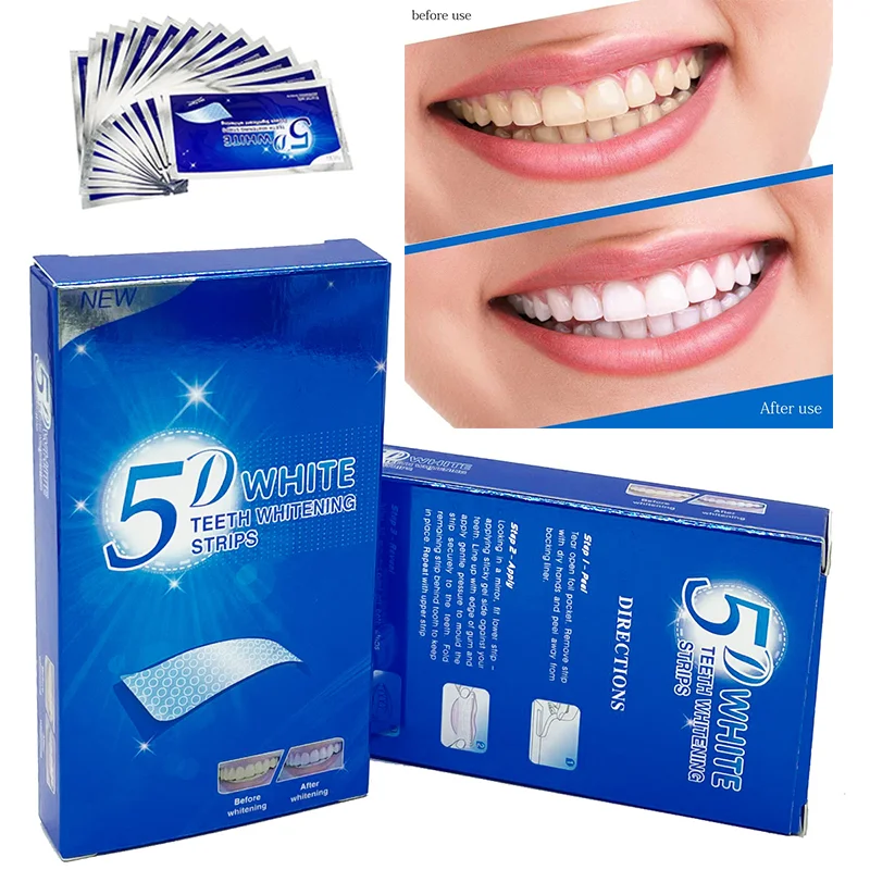 5D Gel Teeth Whitening Strips White Tooth Dental kit Oral Hygiene Care Strip for false Teeth Veneers Dentist seks Whiten gel