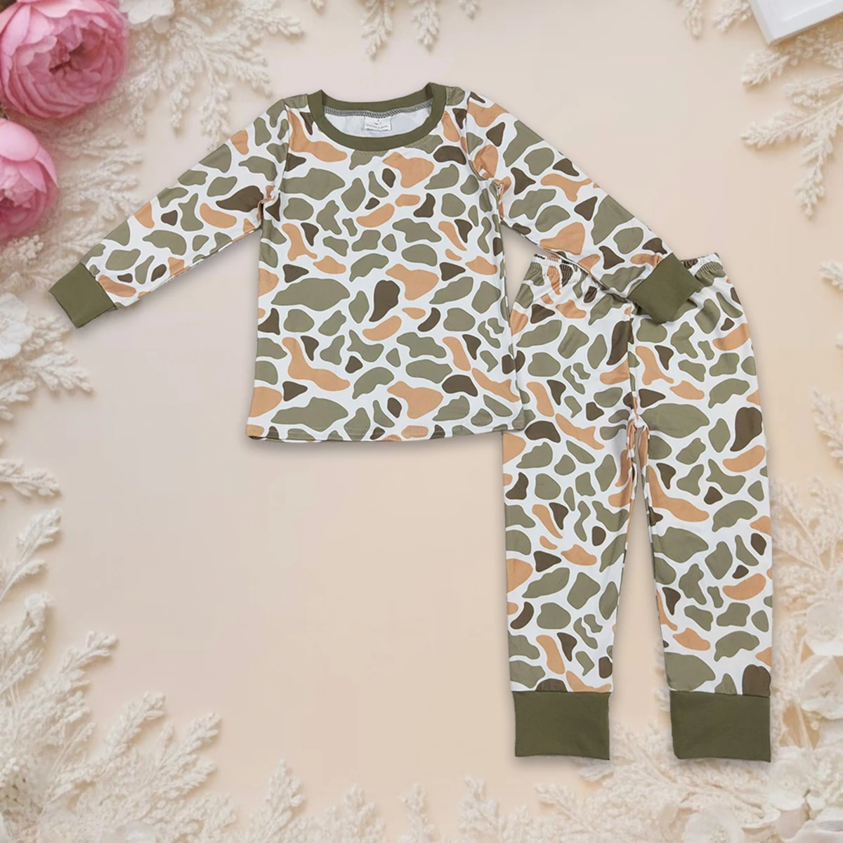

Hot Sale Kids Baby Boys Pajamas Set Southern Green Camo Long Sleeve Tops Pants Sleepwear Toddler Casual Nightwear Fall Homewear