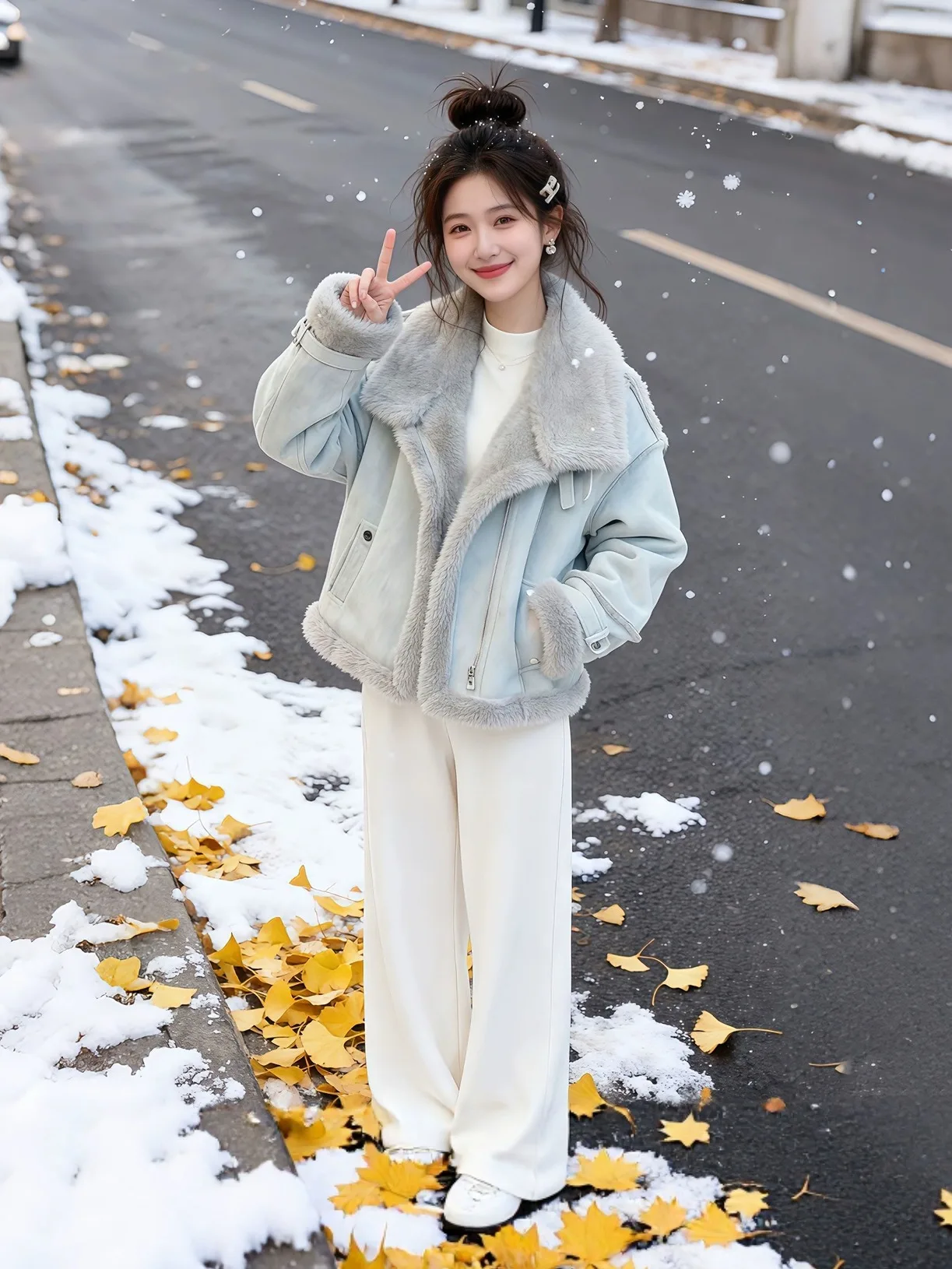 

Fce Lined ort Biker Jaet Women's Winter plus Size Cotton Coat Warm Fur Inteated Unique Age Defng Korean Sle