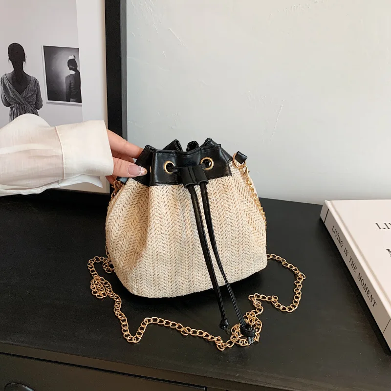 Crossbody Bag for Women in Autumn New Woven Drawstring Simple Chain Shoulder Bag Luxury Brand Designer Shoulder Crossbody Bag