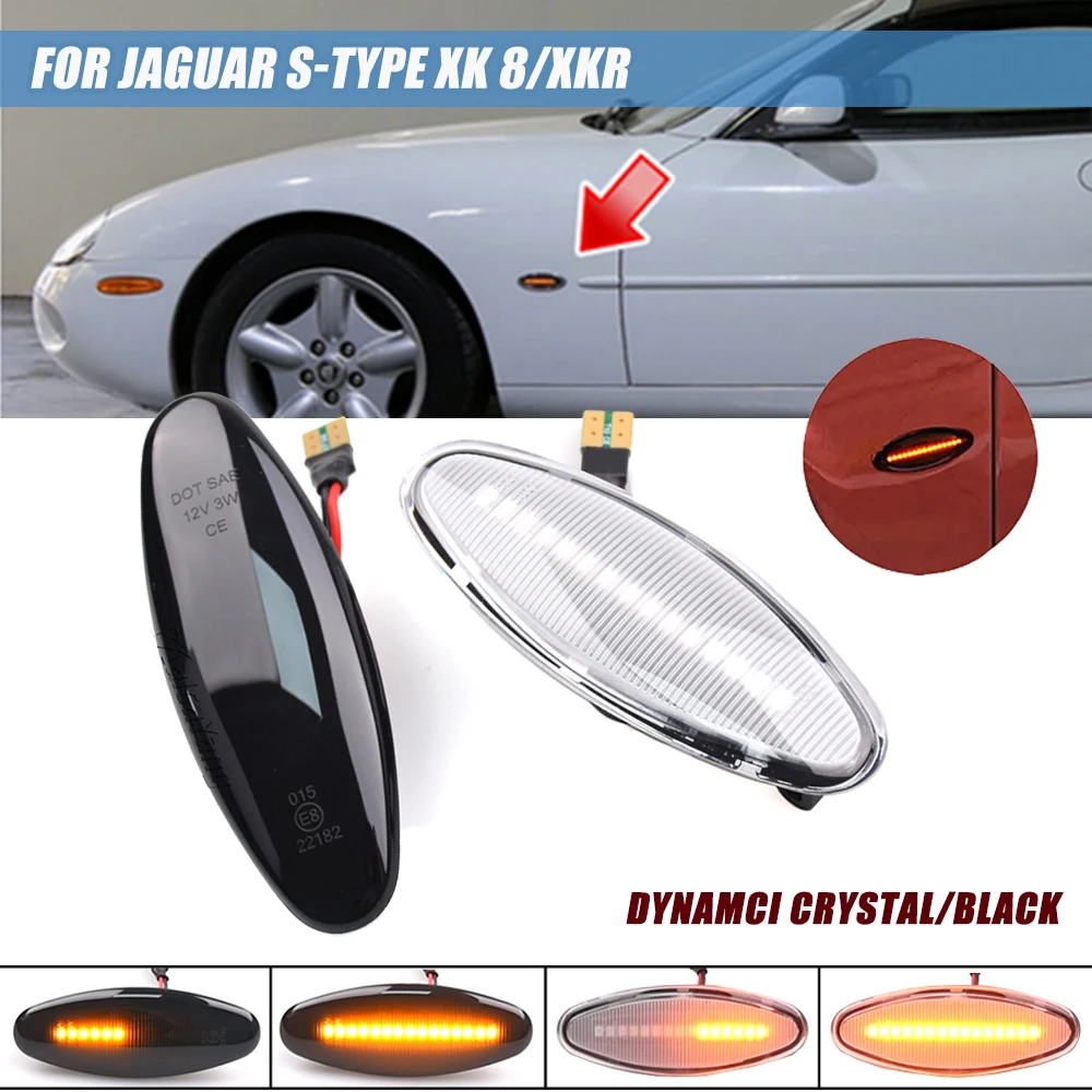 For Jaguar XK8 1997-2006 S-Type 1999-2007 XK 8 XKR XJ X350 Dynamic LED Turn Signal Flashing Indicator Blinker Side Marker Light