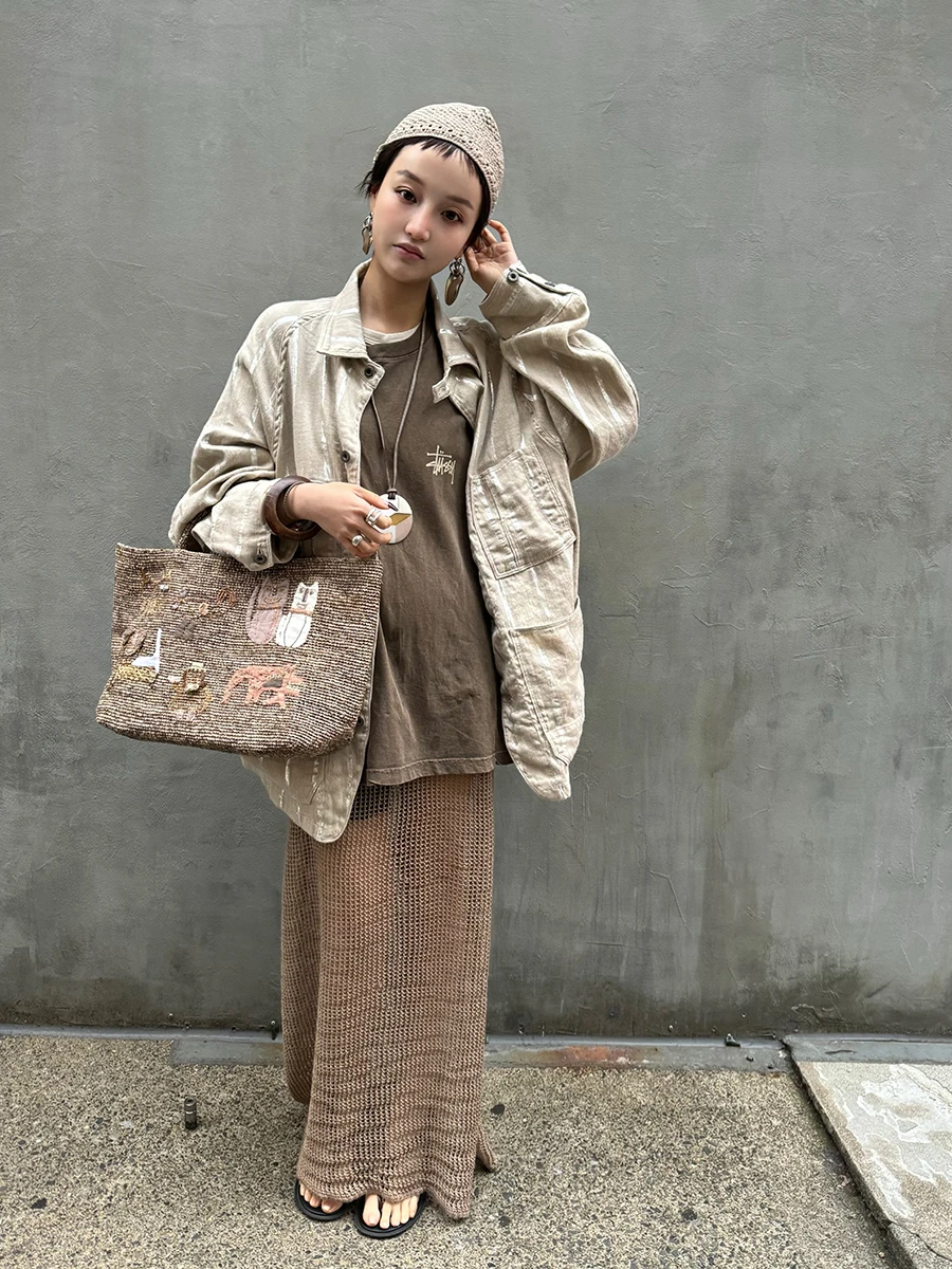 

Юбка-трапеция OWI Beloved Wanderer Series Super Slim из специальной пряжи ручной вязки, длинная, со средней талией