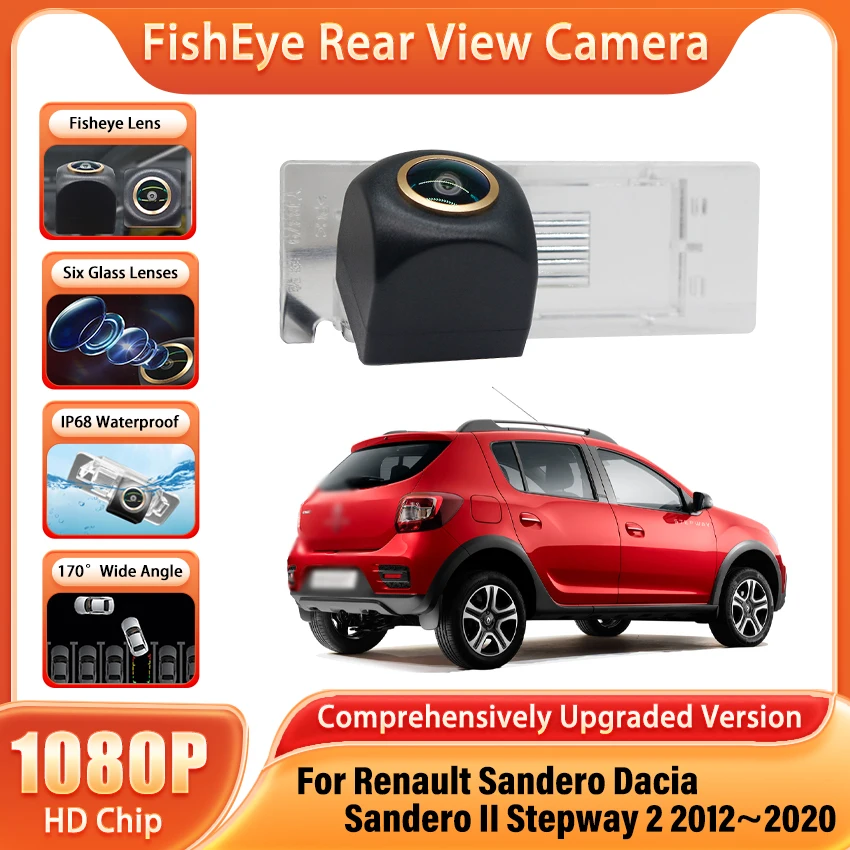 170 °   Cámara de visión trasera para Renault Sandero Dacia Sandero II Stepway 2 2012 ~ 2020 cámara de marcha atrás de respaldo cámara de matrícula dorada