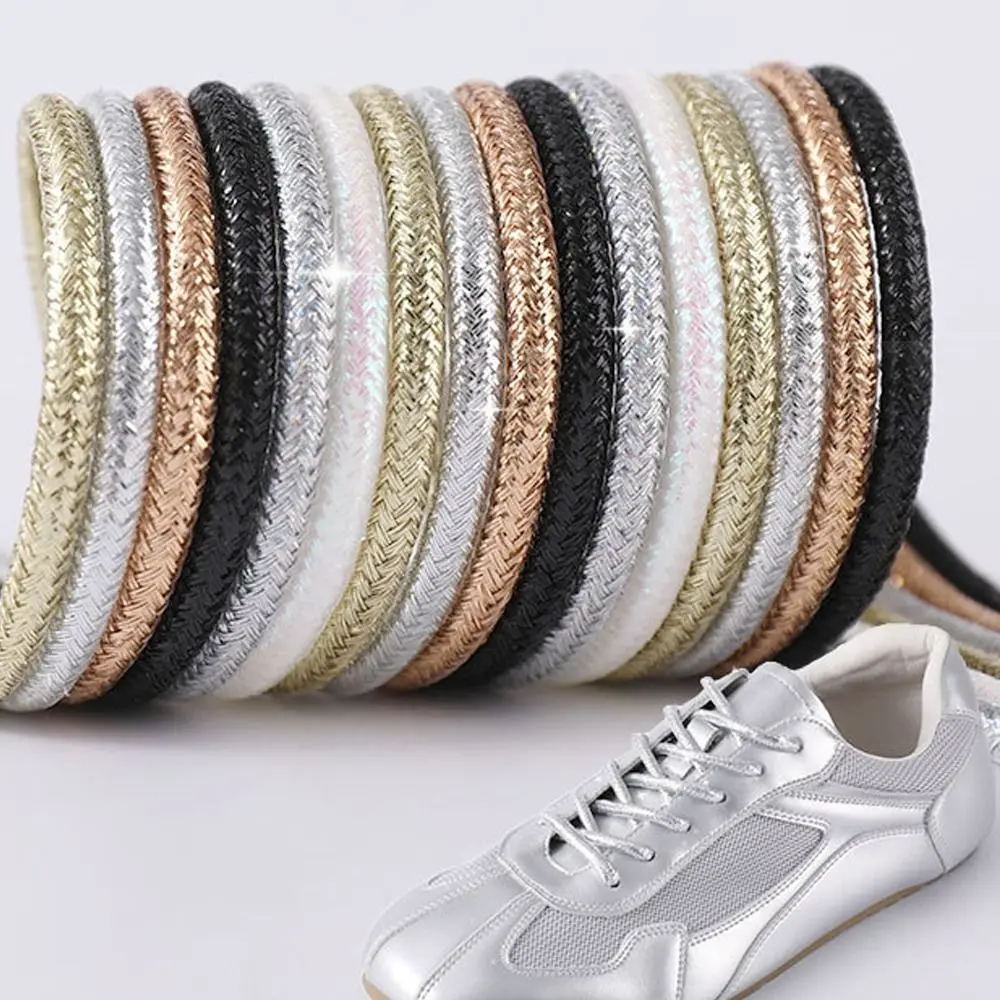 1Pair Fashion Pearlescent Round Glitter Shoelaces Casual Creative Sneaker Laces Running Shoes Laces Shoe Accessories