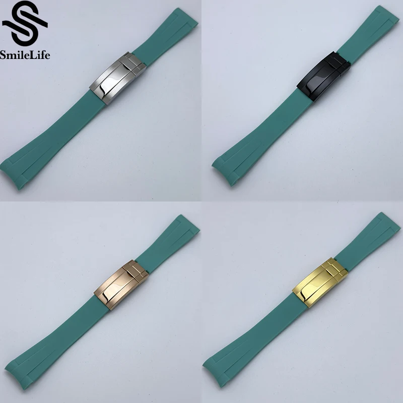 

SmileLife 20 мм небесно-голубой резиновый ремешок для часов серебристый/черный/золотой стальная пряжка 20 мм ширина браслет ремешок для дайвинга аксессуары для часов