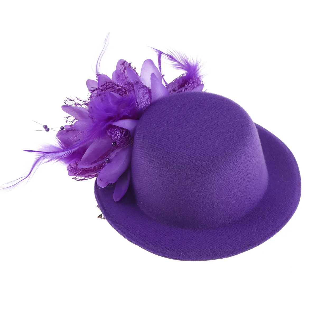 زهرة قبعة دبوس الشعر 13 سنتيمتر الشاش مشبك صغير اكسسوارات الزفاف لحفل زفاف مأدبة السيدات رشيقة الأرجواني قبعة دبابيس الشعر #6