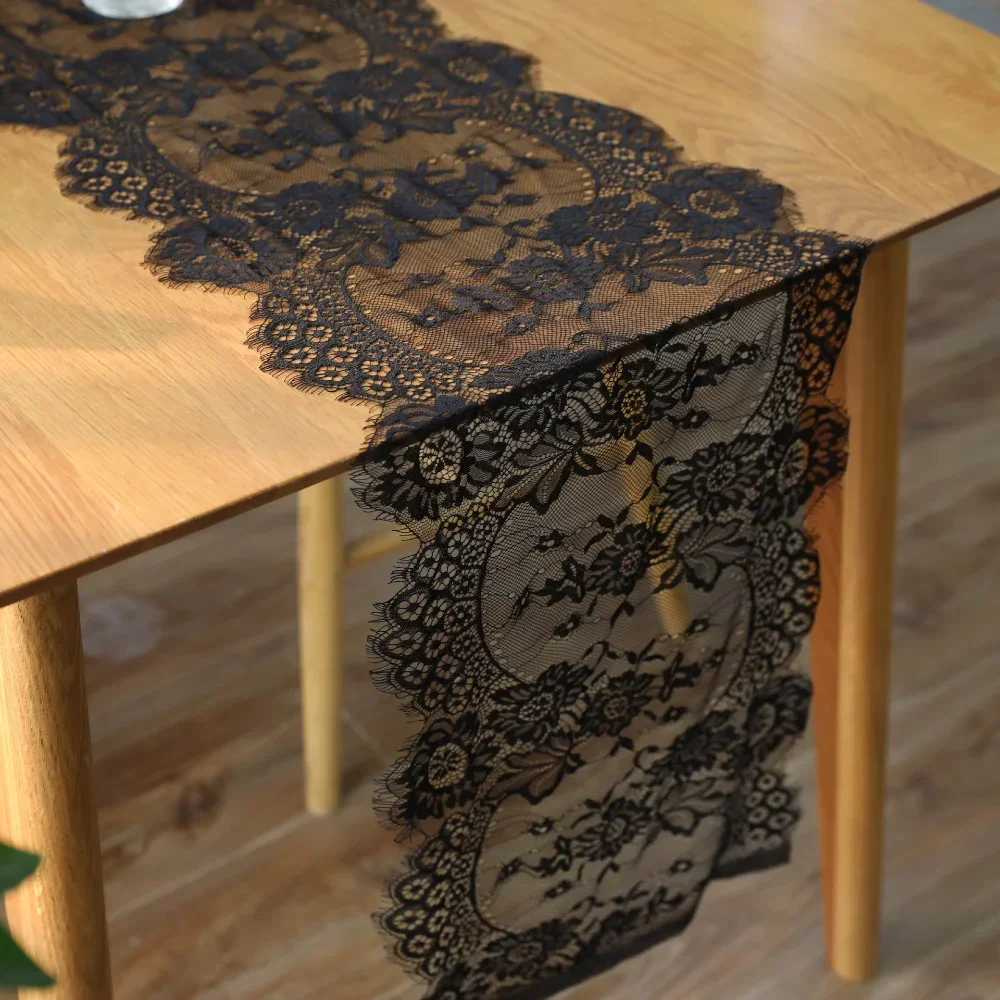 35*300Cm Vintage Kant Bloemen Tafelloper Tafelkleed Tafelkleed Verjaardag Bruiloftsfeest Banket Decor
