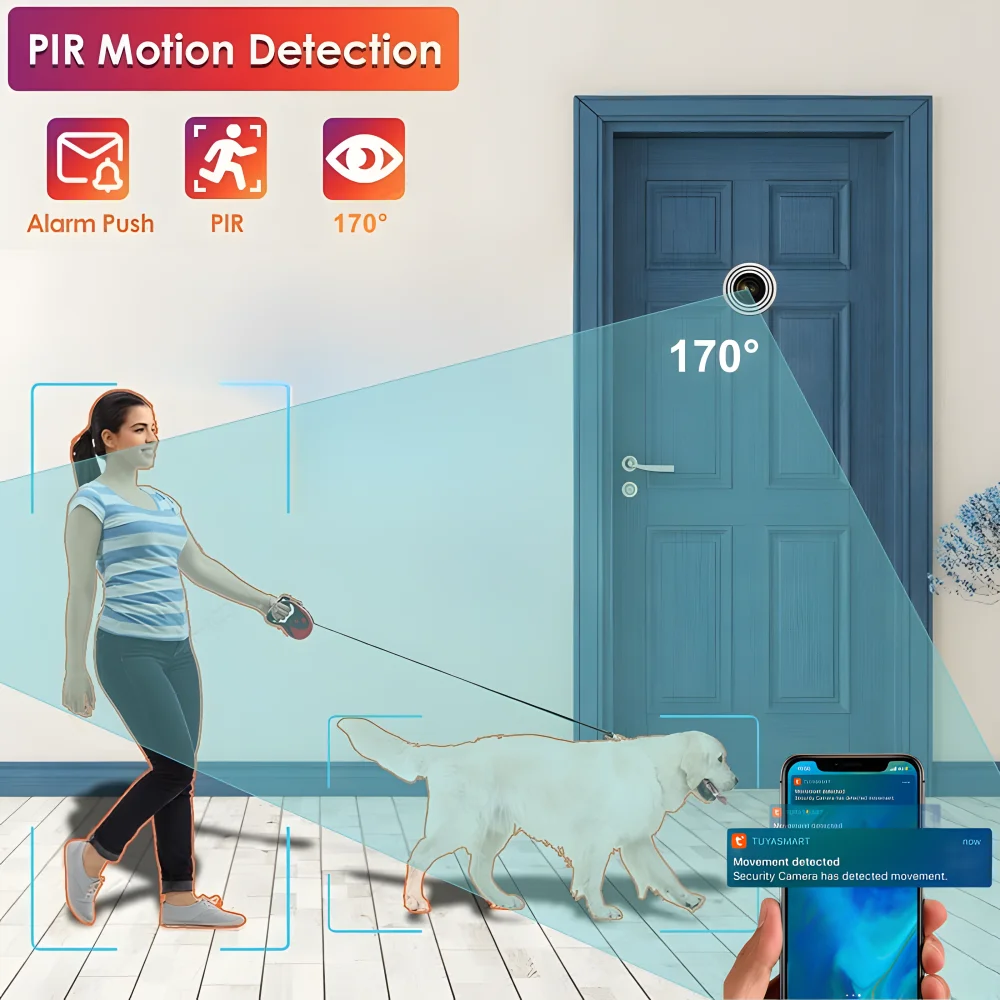 Tuya Smart 2.4G&5G Wifi Peephole Door Camera Motion Detection Digital Door Viewer Wireless Door Eye Camera Security Protection