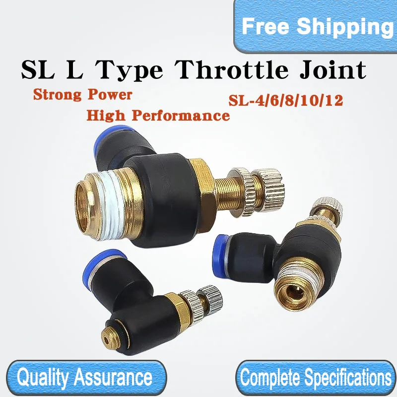 20/50 PCS SL L Type Throttle Joint Male Thread Adjustable Air Speed Control Valve SL-4/6/8/10/12 Quick Pneumatic Air Pipe Joint