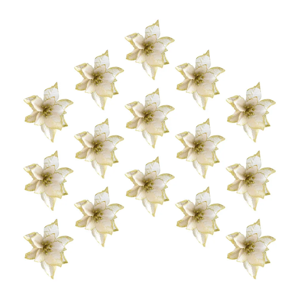 15 قطعة عيد الميلاد تخطيط زهرة البلاستيك خفيفة الوزن براعة شجرة عيد الميلاد الديكور الدعائم زهرة ديكور