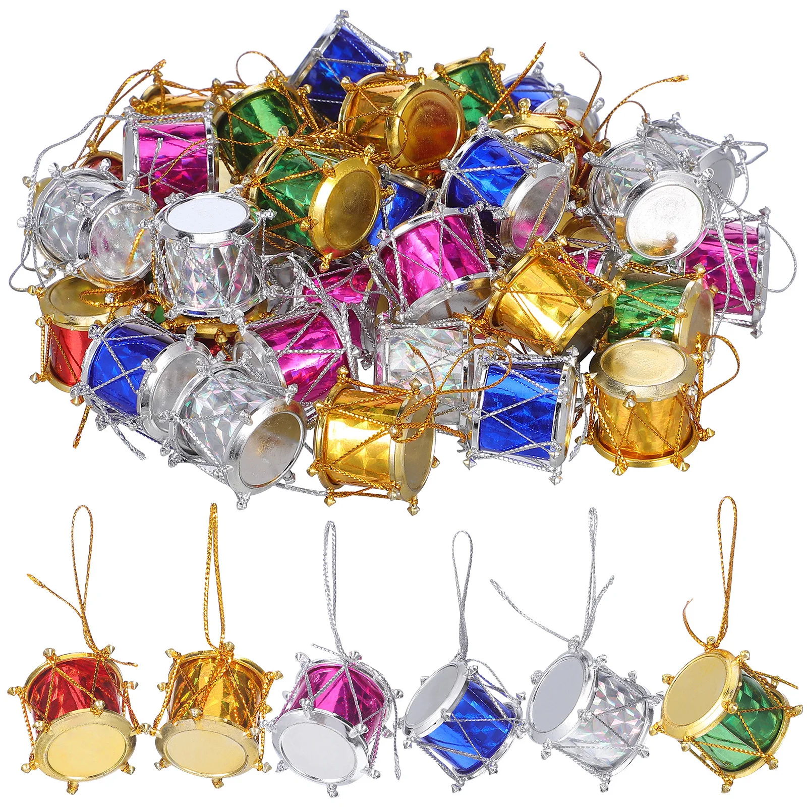 

60 Pcs Decoration Drum Instrument Ornaments Christmas Decorations Drums Colorful Mini