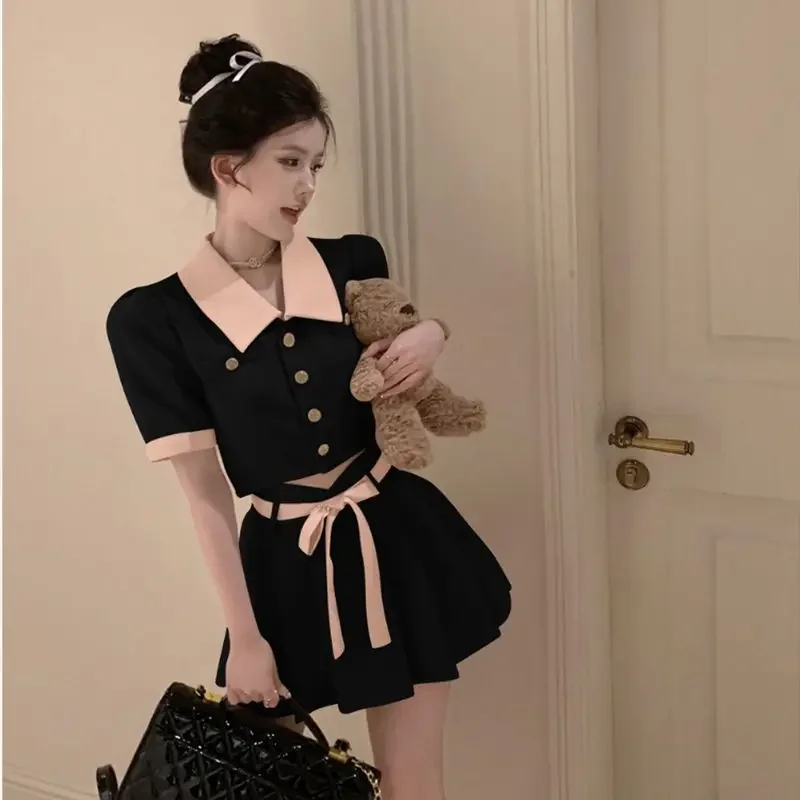 

Kawaii комплекты юбок из 2 предметов для женщин, отпуск, новинка 2025 года, одинаковые в том же полной летней модной одежде, трендовая женская одежда