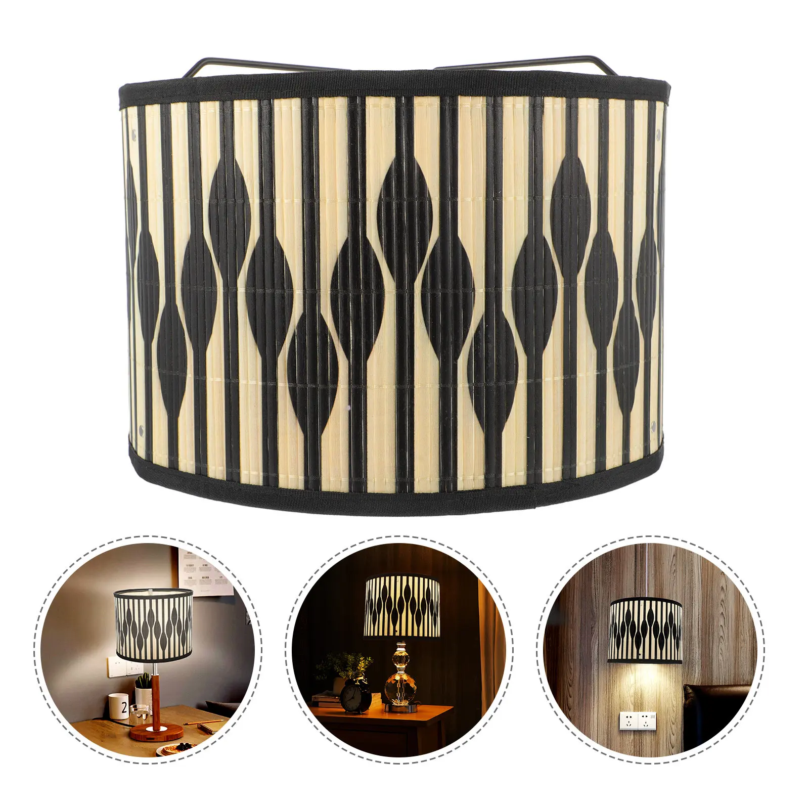 Bamboo Geometric Lampshade Decorative Light Cover Easy Install Dust Protection Warm Mood Lighting