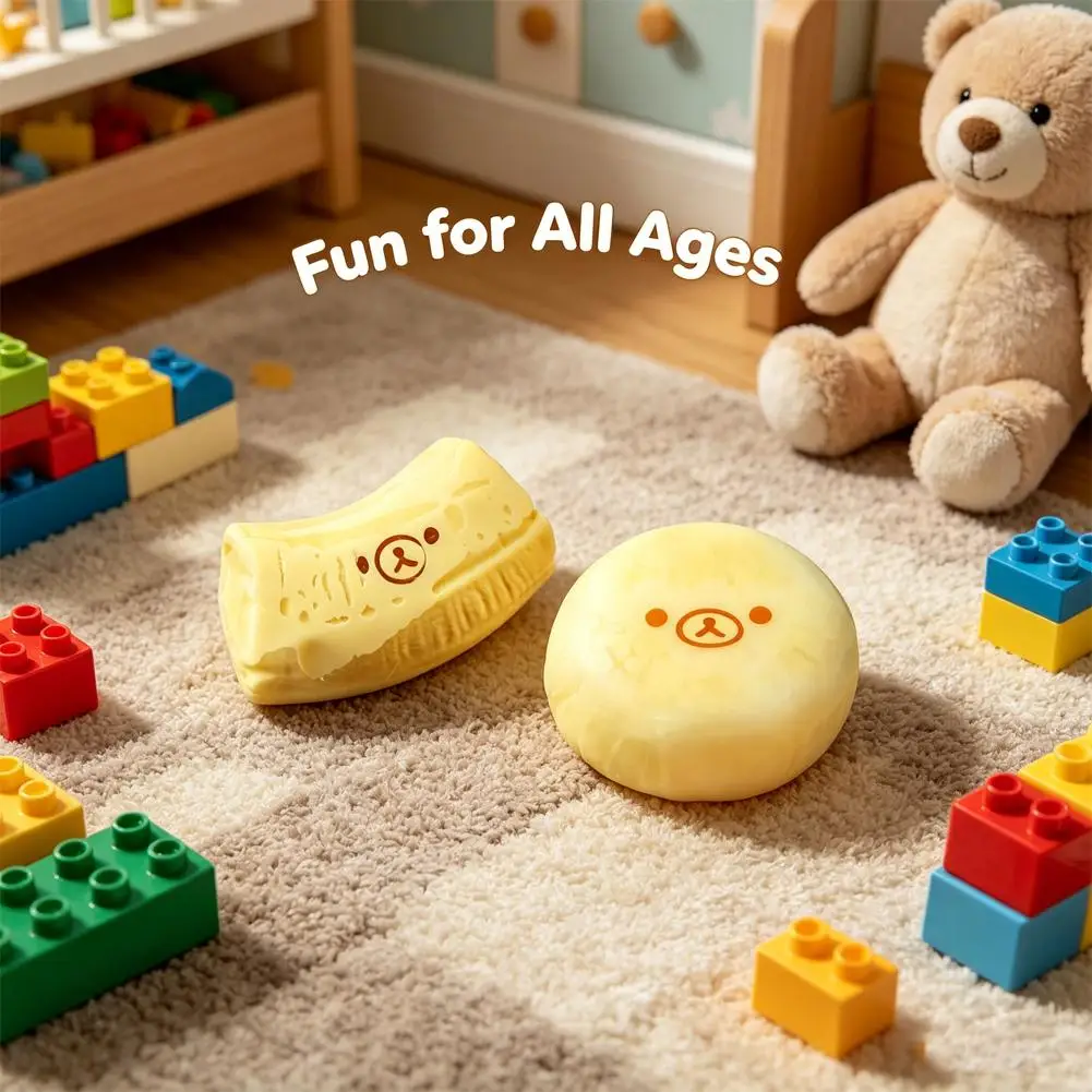 Silicone Squishy Banana Bear Squeeze Toy Thick Soft Sensation Stress Relief Anti-Anxiety Fidget Toy For Adults Gift