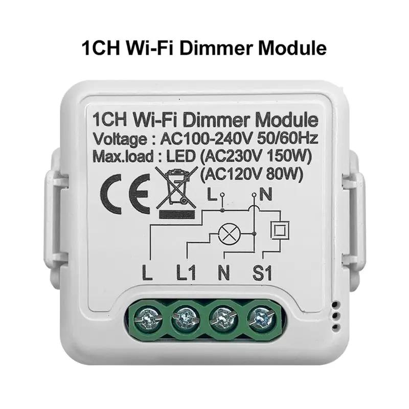 Exquisite-2X Tuya Wifi Smart Dimmer Switch Module 10A Support 2 Way Control 1 Gang Compatible For Google Home Alexa Smart Life A