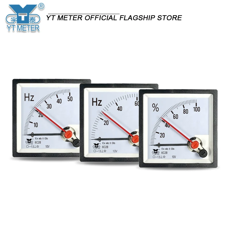 6C2B Explosion-proof double pin frequency meter Opening meter 10V Input gb Red Pin 50Hz 60Hz 100%cp80be80