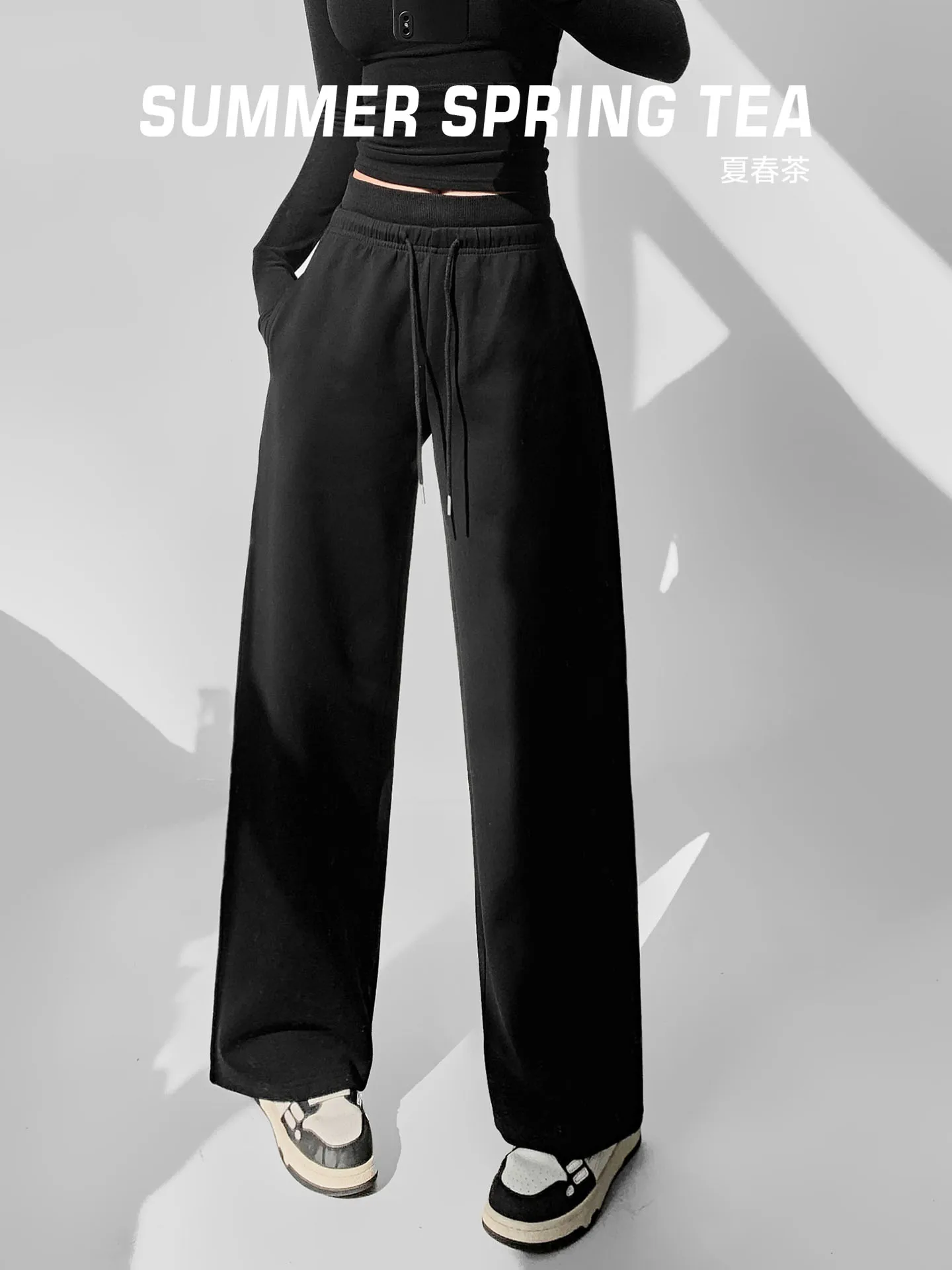 Spodnie damskie Thiened Fce, codzienne, z wysokim stanem, patchworkowe, z szerokimi nogawkami, z mankietami, na lato, wiosnę, do noszenia na co dzień.