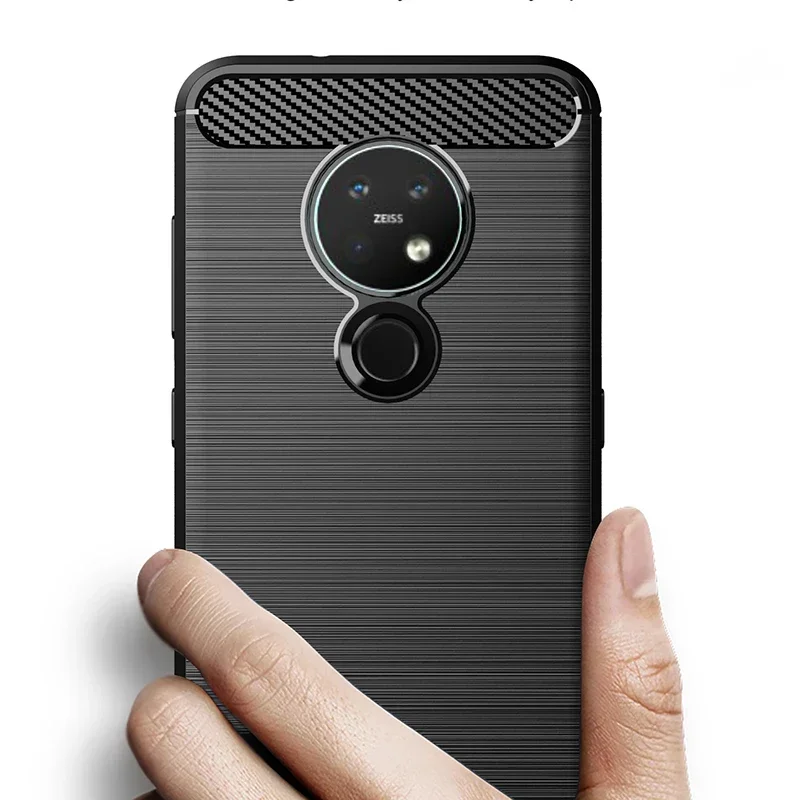 for Nokia 7.2 Case Shockproof Brushed Carbon Fiber Soft Bumper Case Cover for Nokia 6.2 / 7.2 Phone Cases Coque