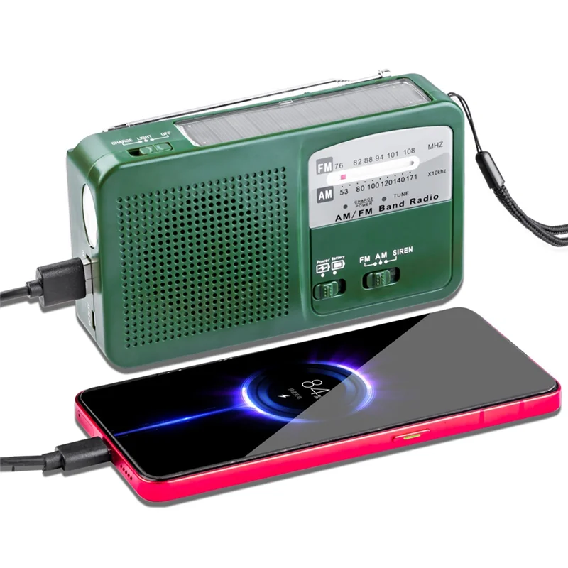 FM/AM Radio Solar Hand Crank Self Powered Radio Multifunctional Portable Emergency Radio With Flashlight
