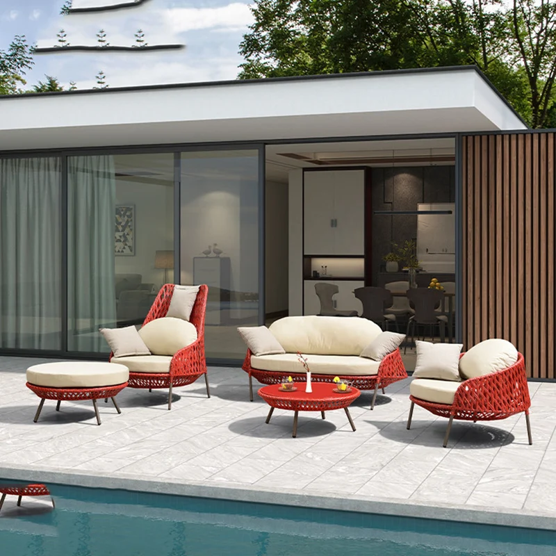 Outdoor Sofa Garden Furniture Sets Villa Chair Rattan Balcony Garden Furniture Sets Coffee Modern Conjunto Trendy Furniture