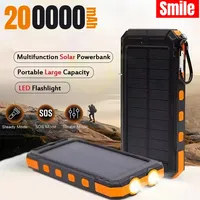 200000mAh Solar Charger Power Bank - Military-Grade Waterproof, Ultra-High Capacity Battery for Camping & Emergencies