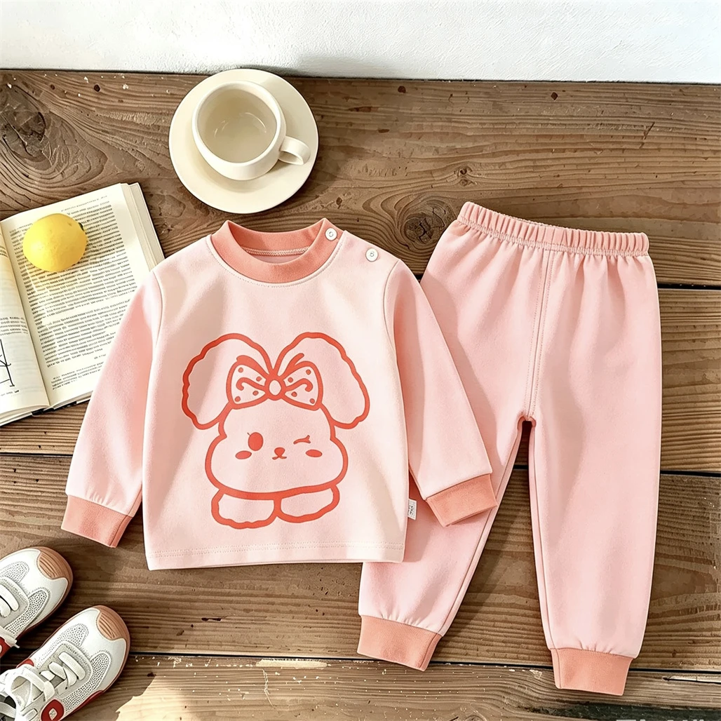 Kinder-Langarm-Pyjamas Herbst-Hauskleidung Baby Casual Cartoon Unterwäsche-Sets 1-4 Jahre Alte Kinder Unterwäsche Trainingsanzüge – Detail 3