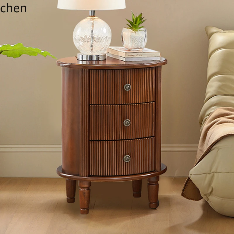 

HXL sofa corner few bedrooms three-bucket cabinet living room storage round bedside table solid wood