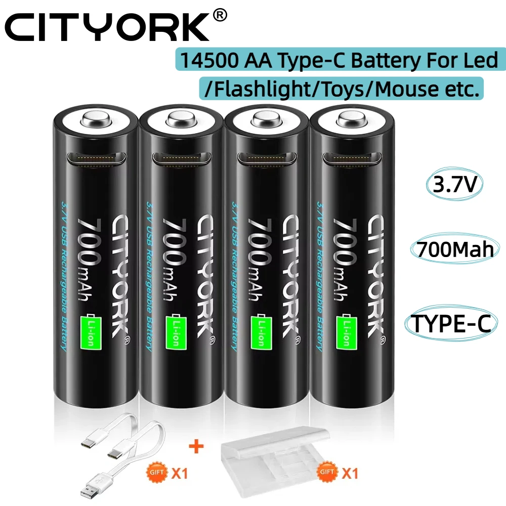 Akumulator 3.7V 14500 AA ładowany przez USB z portem szybkiego ładowania TYPE-C do urządzeń noktowizyjnych, latarek, zabawek itp.