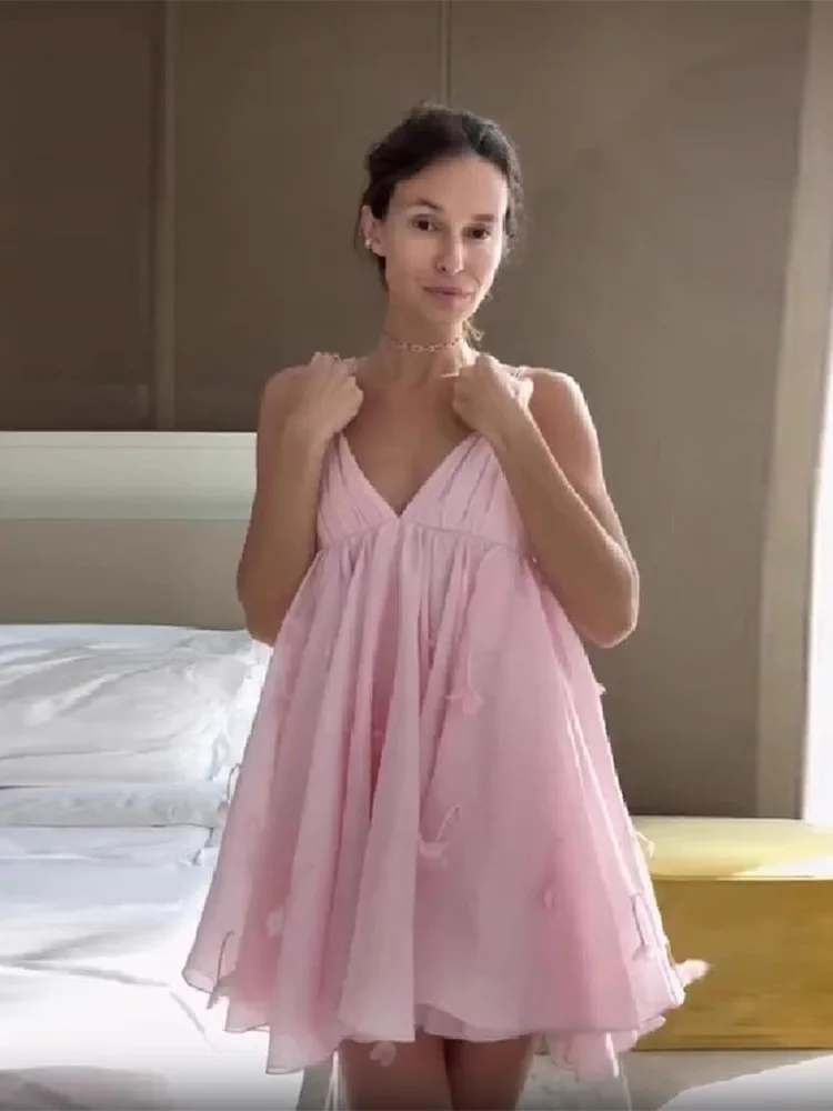 

Sexy Puffy Short Skirt with Strap 3D Flower Embroidery for Women mid Waist Long Sleeve Party Evening Gown Polyester Fiber