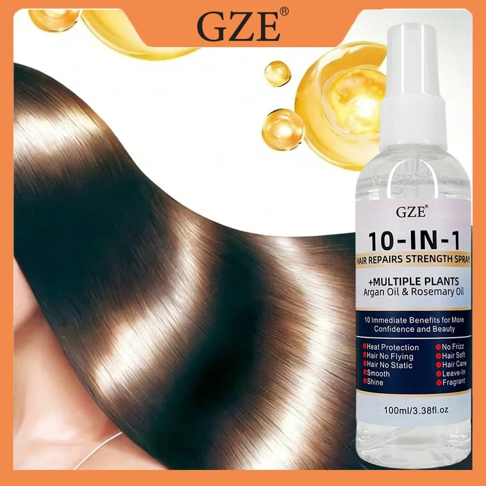 GZE 10 IN 1 Leave In Conditioner Silkening Spray with Argan Oil & Rosemary Oil, Hair Repair & Strength Spray, Anti Frizz