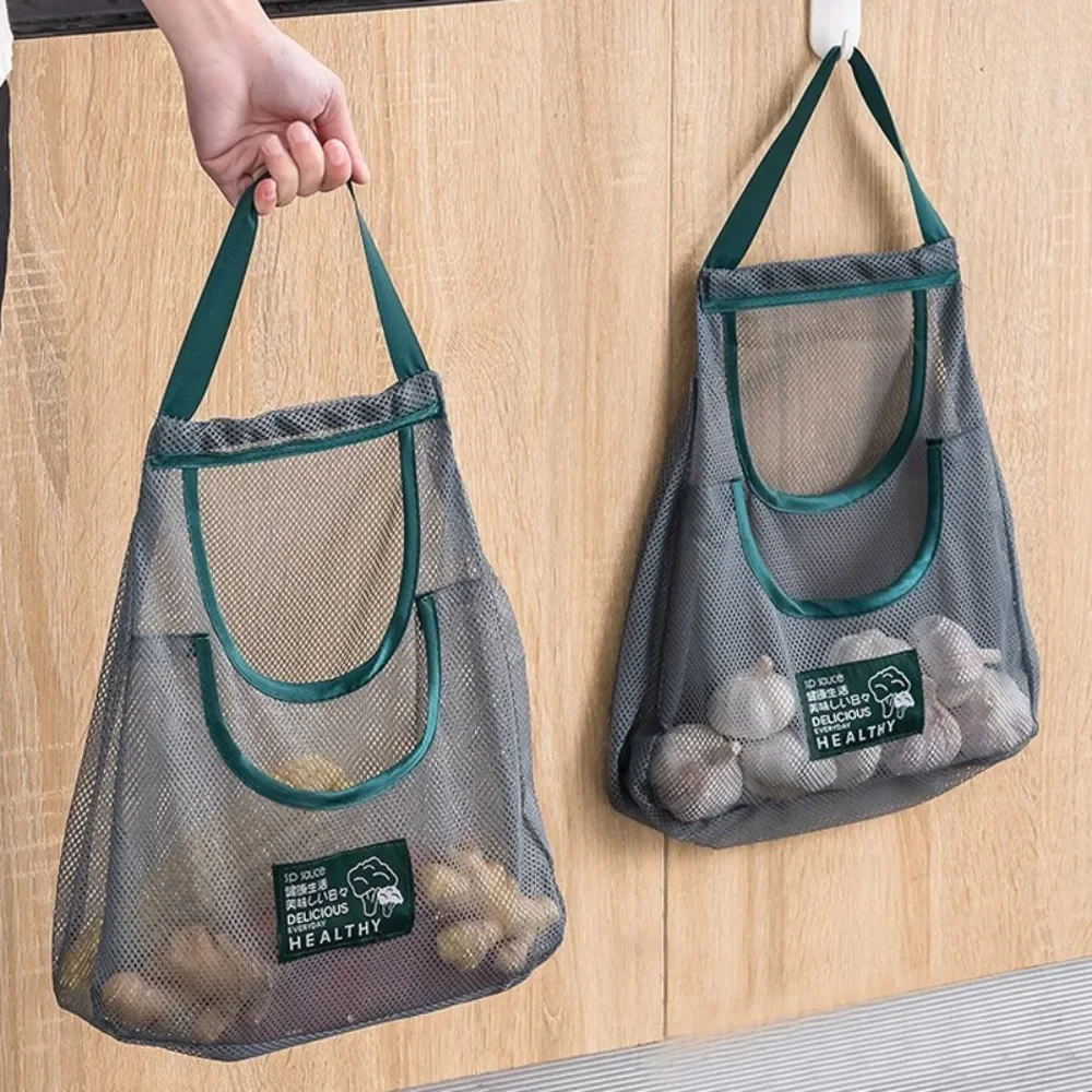 Multi-purpose Kitchen Hanging Storage Bags Large Capacity Breathable Mesh Bag Portable Ginger Garlic Potatoes Onions Pouch Bag