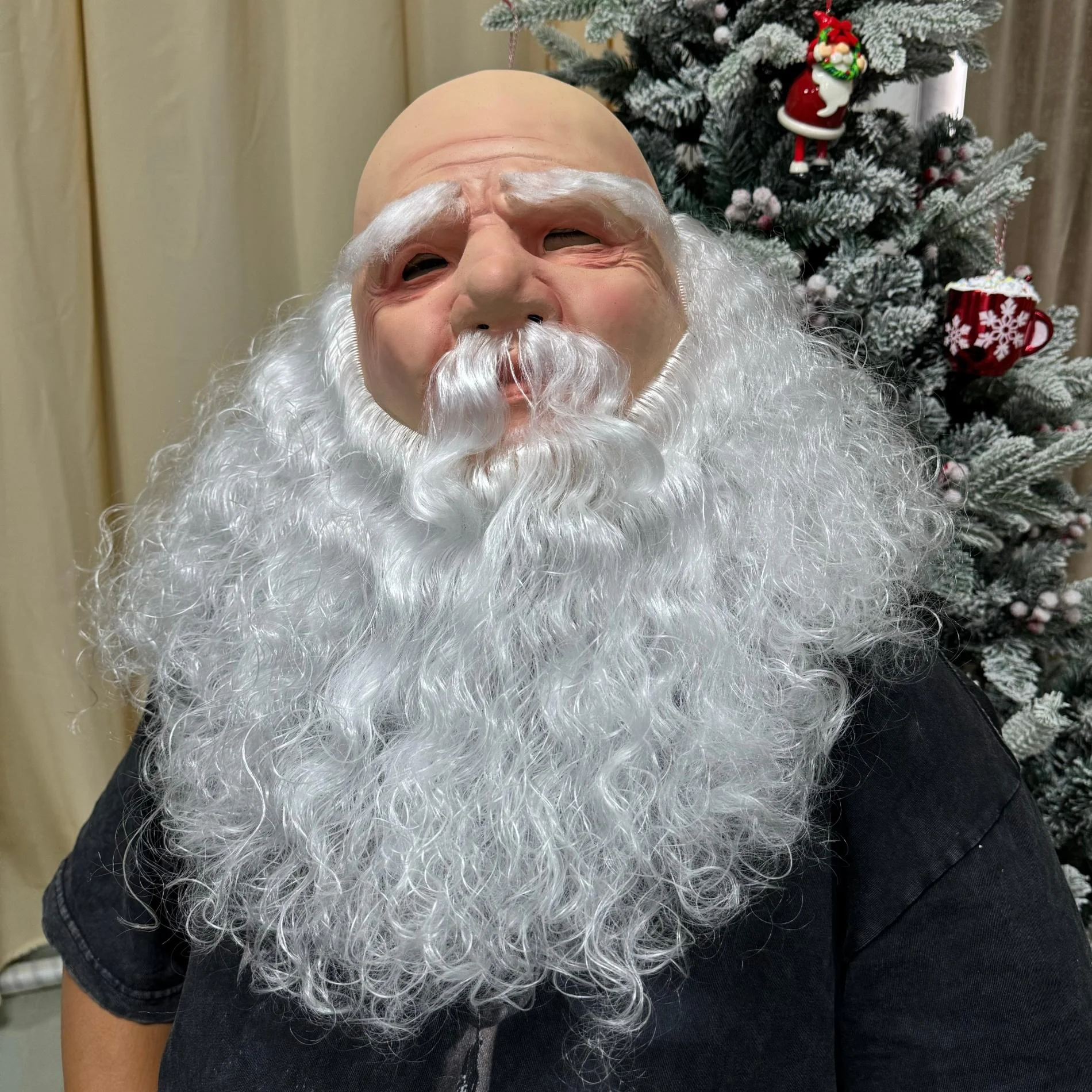 1 قطعة قناع عيد الميلاد سانتا كلوز تأثيري قناع الكبار اللاتكس عيد الميلاد البدلة زي عيد الميلاد عطلة حفلة زي الدعائم