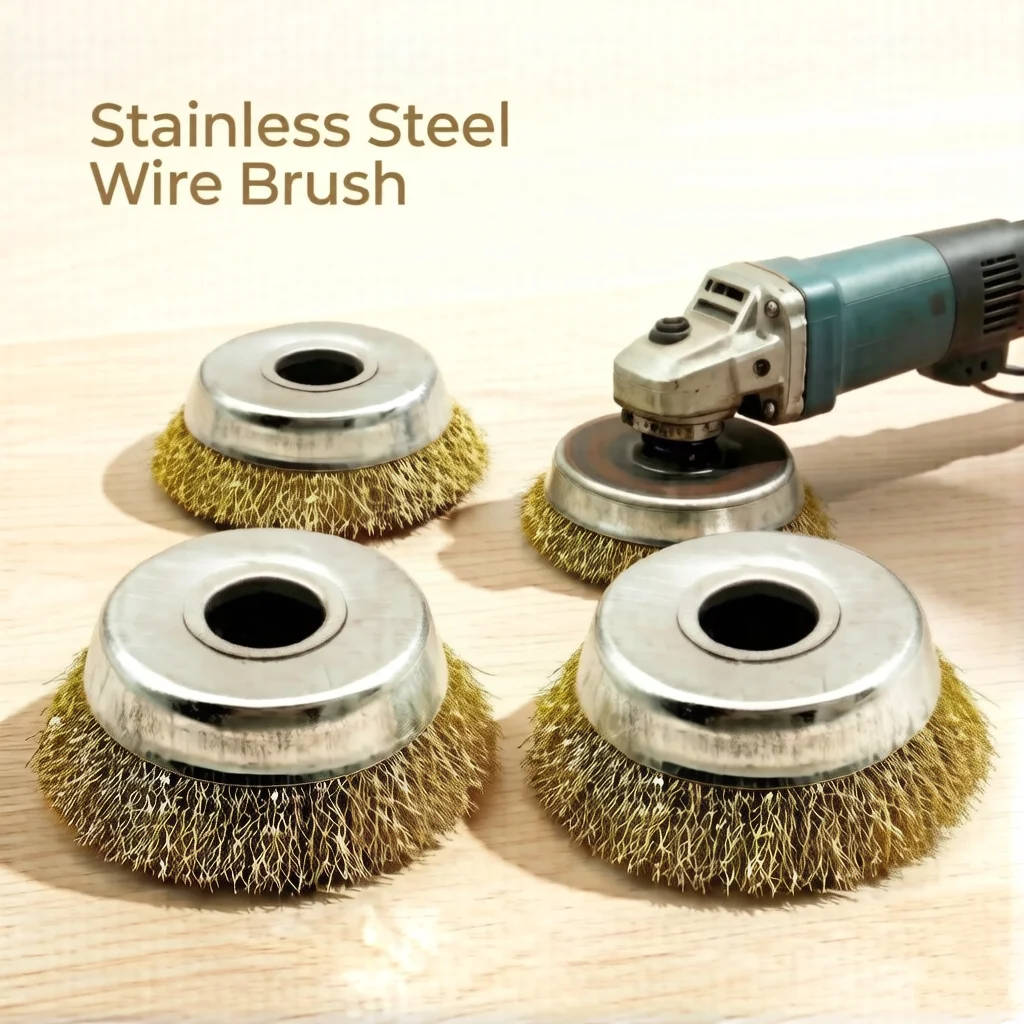 1/5Pcs 3 Inch Crimped Stainless Steel Wire Cup Wheel, Angle Grinder Brush for Rust Removal Deburring Masonry Cleaning