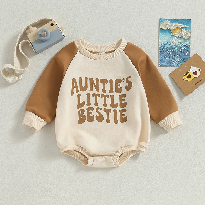 

2023-07-28 Lioraitiin 0-24M Infant Baby Boy Girl Fall Bodysuit Casual Raglan Long Sleeve Round Neck Letter Print Jumpsuit Outfit