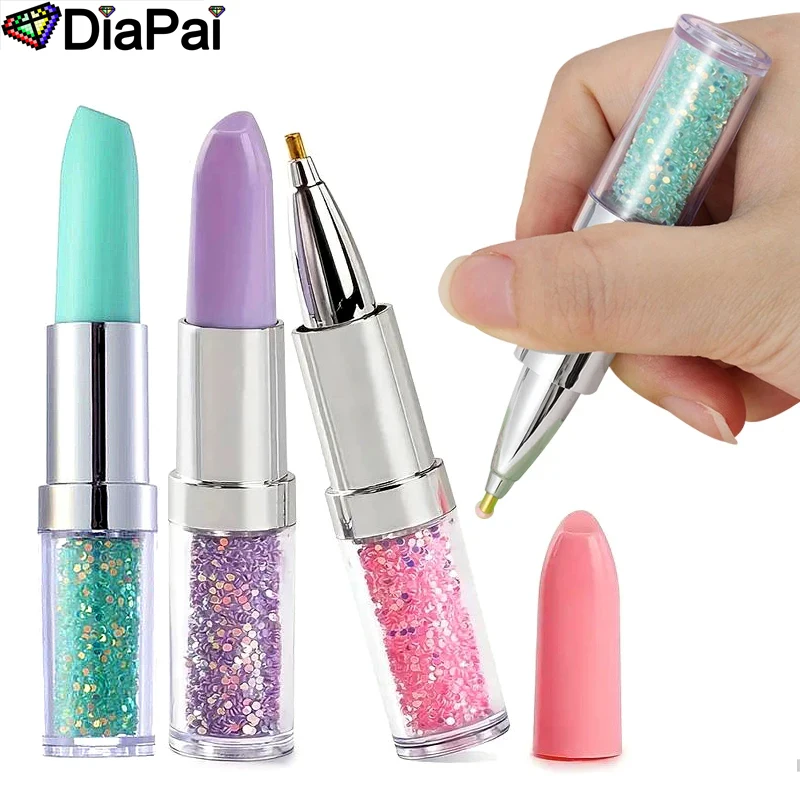 Diapai יהלום ציור עטים אביזרים דייסים מבריק שפתון נקודת קידוח עטים יותר נוח