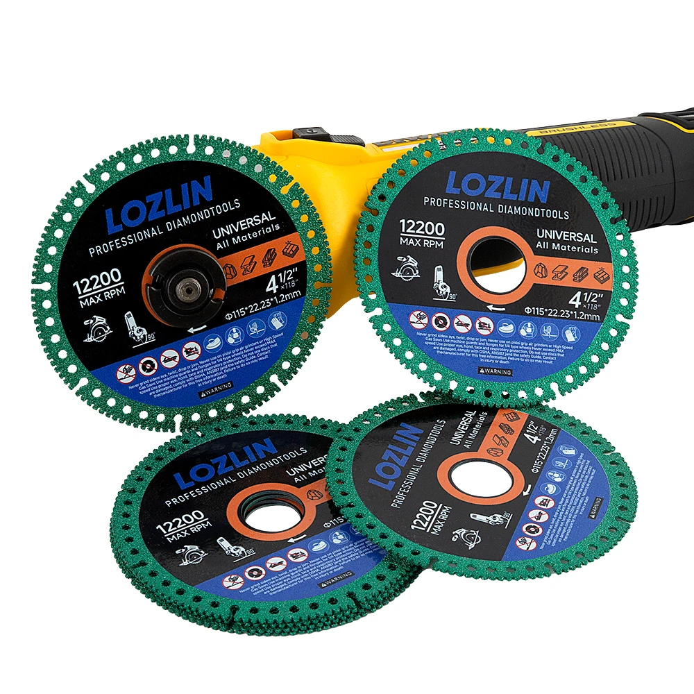 LOZLIN 4.5 Inch Composite Multifunctional Cutting Saw Blade 115mm Ultra-thin Diamond Saw Blade Ceramic Tile Glass Cutting Disc For Angle Grinder Tools Professional