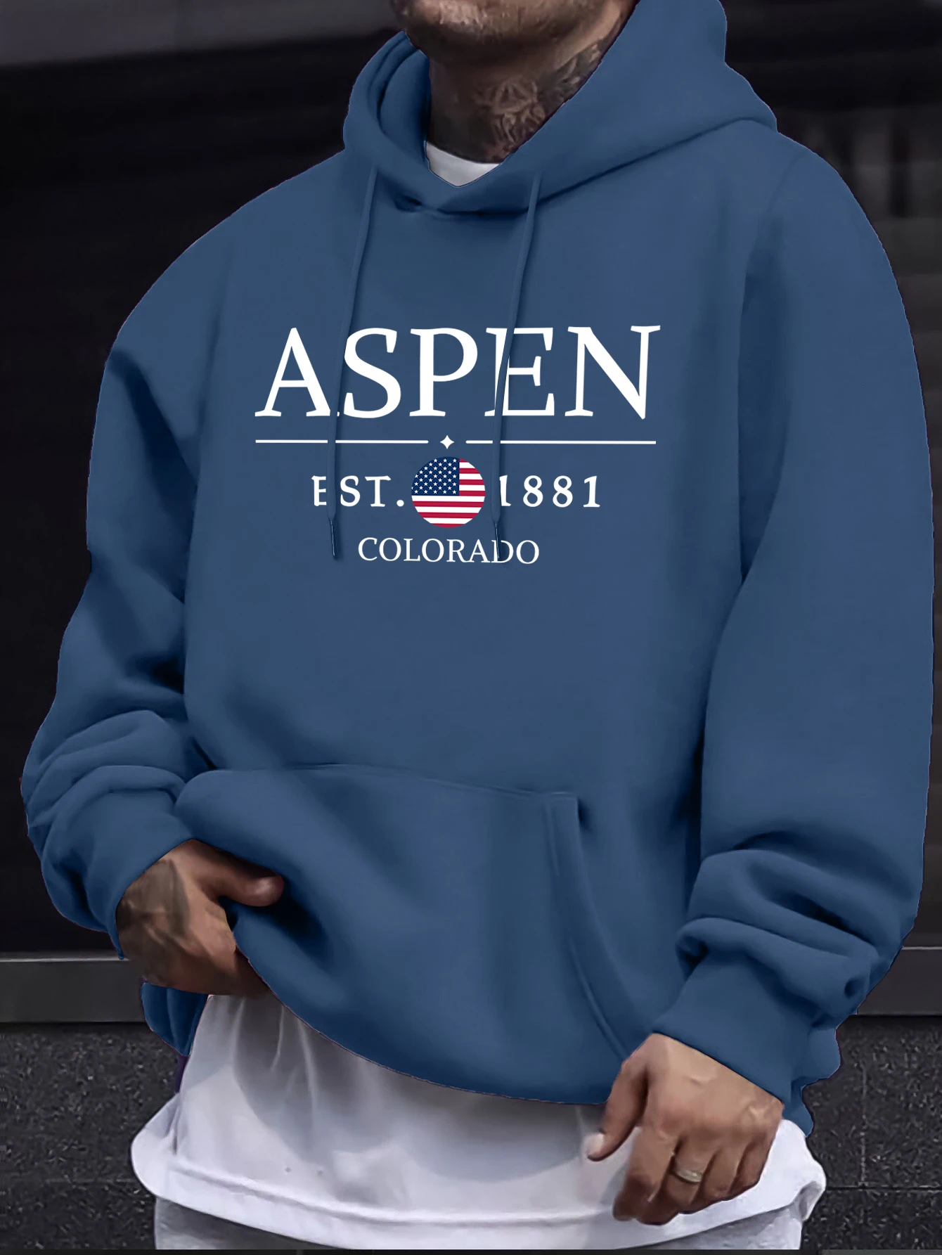 Aspen Colorado Est 1881 Print Clothes Man 12 Color Commute Streetwears Autumn Simple Sweatshirt Casual Long Sleeved Pullovers