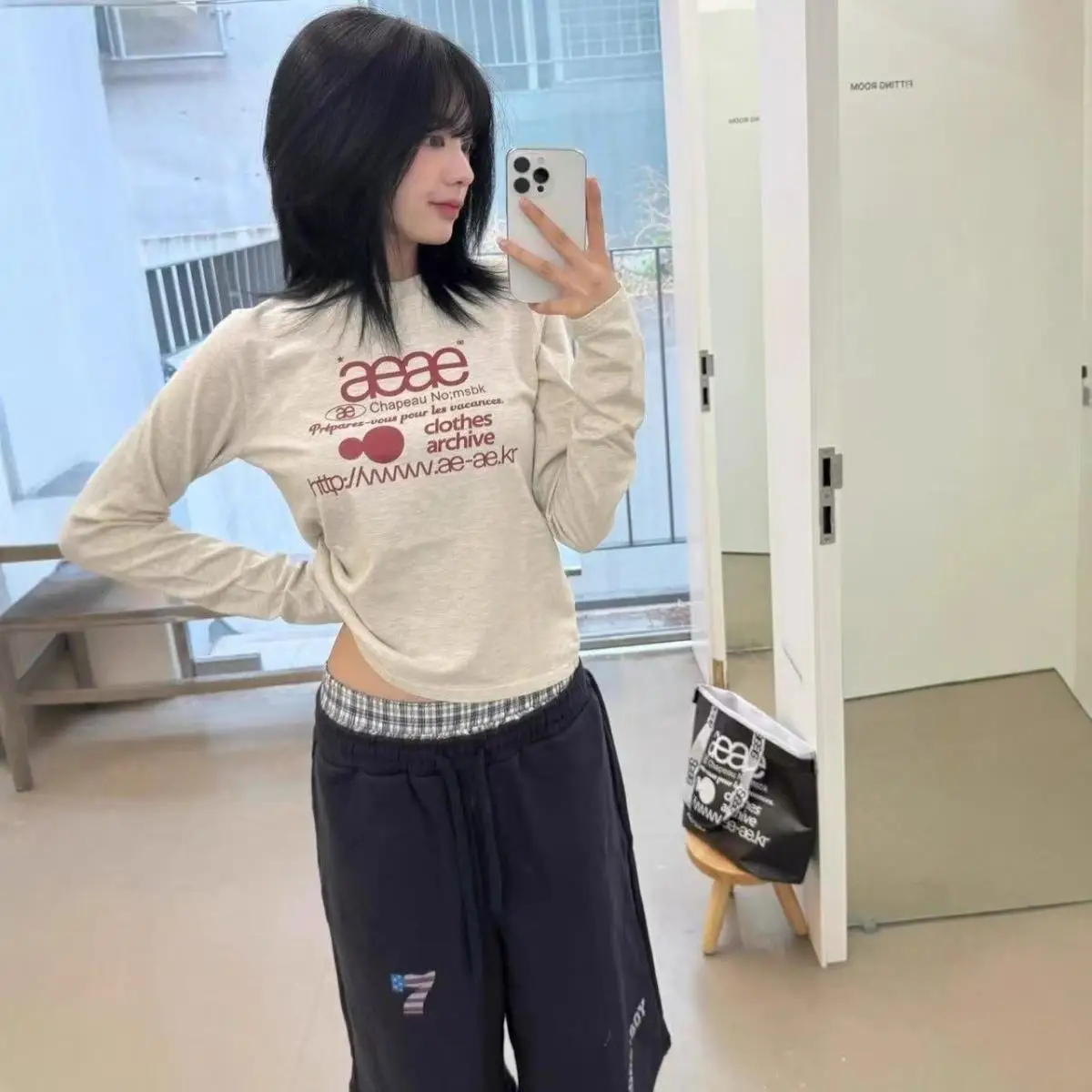 

Женский топ с длинным рукавом Y2k, футболка с буквенным принтом, облегающий укороченный топ, повседневная уличная одежда, винтажная футболка, популярная корейская женская одежда