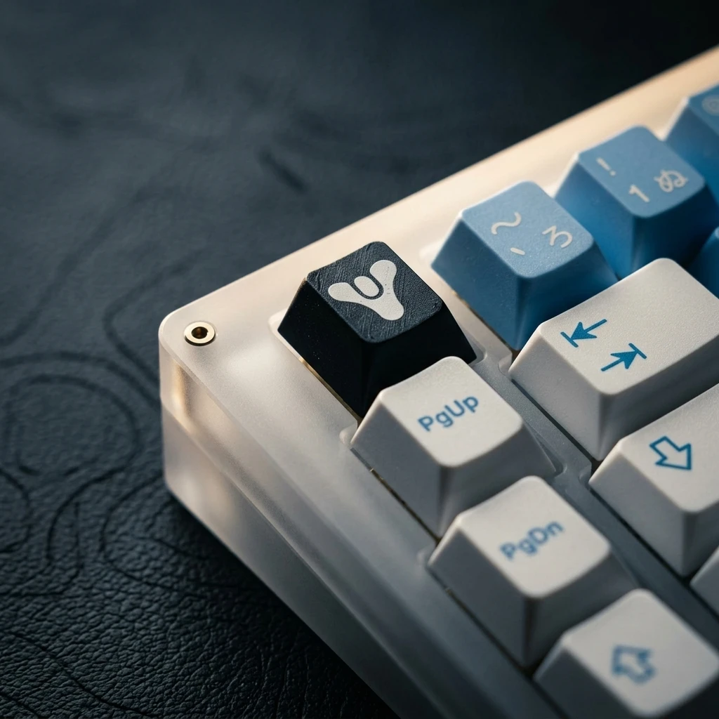 Clavier de jeu PC Destiny 2 avec touches personnalisées symboles, axe croisé, périphériques, collection, cadeau
