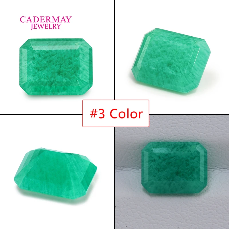 9 ألوان كولومبيا/زامبيا/موزو الأخضر الزمرد الحراري المائي كريم شفاف مختبر نمت الزمرد أحجار كريمة مفكوكة لصنع المجوهرات #4