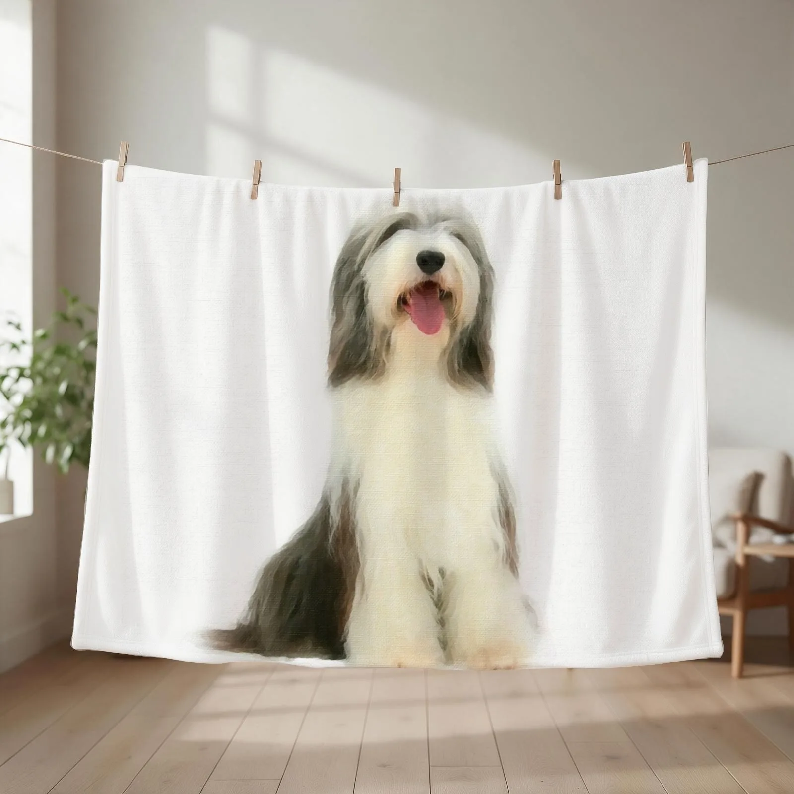 Bearded Collie Dog Throw Blanket couch cozy soft plush fuzzy picnic outdoor blanket