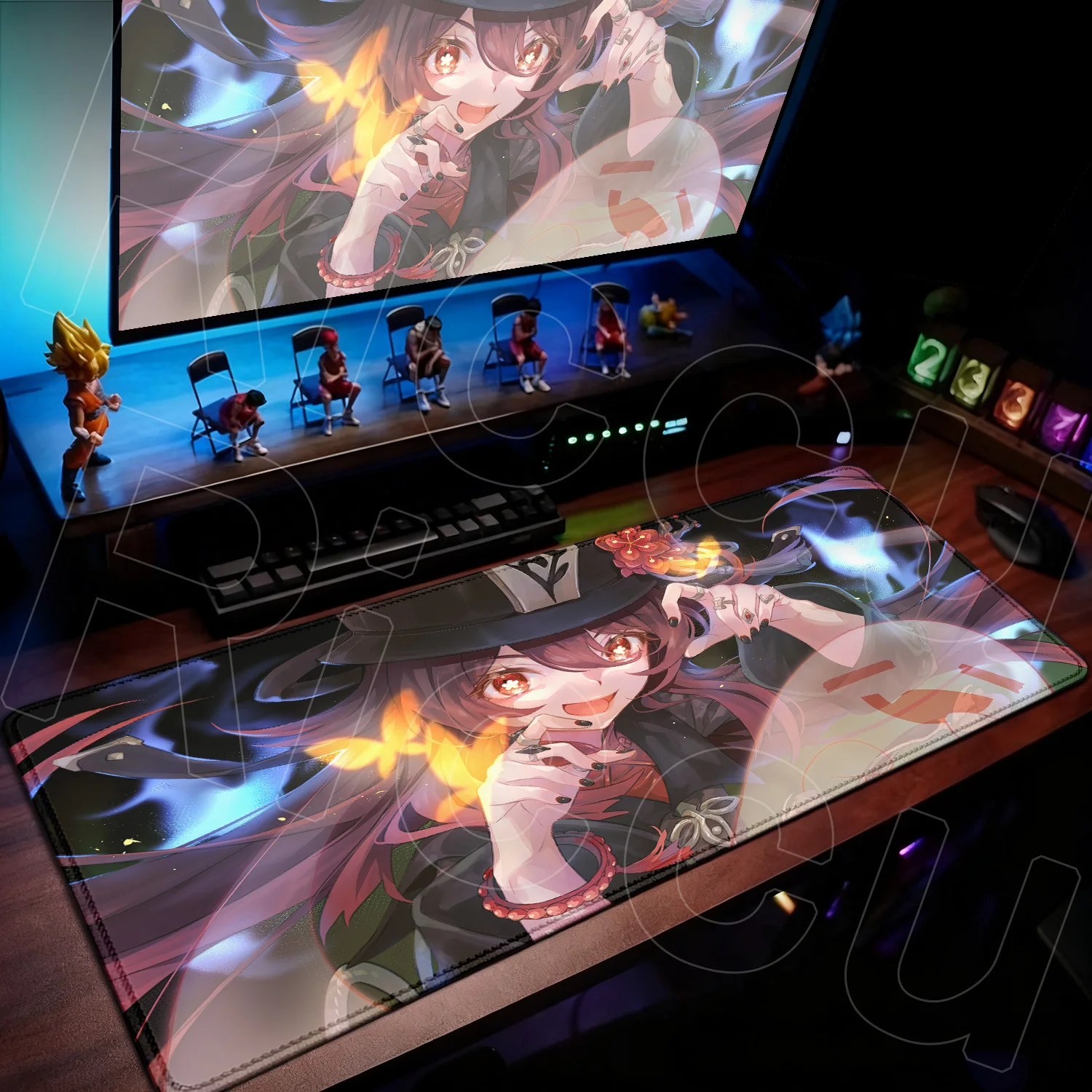 Kawaii Hu Tao Girls rutschfeste Gummi-Mausunterlage, Genshin Impact Tastaturmatte, Bürozubehör, geeignet für Büroarbeit und Gaming – Detail 14