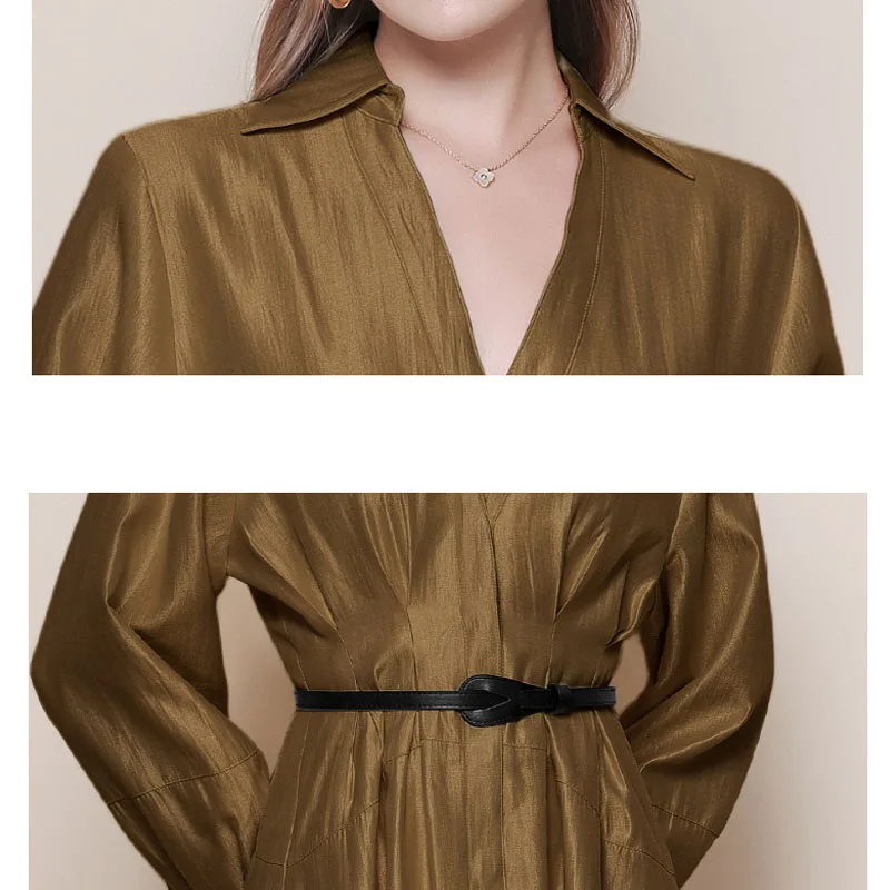 فساتين للنساء موضة كم طويل رفض طوق فستان نسائي وشاحات ضيقة على شكل حرف a فستان نسائي Vestidos De Verano Mujer Q1951