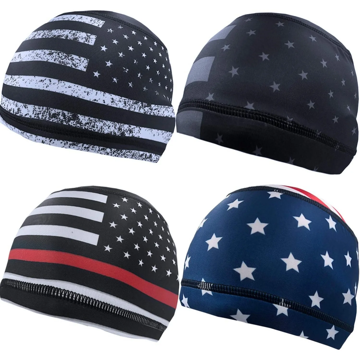 Cooling Skull Cap American Patriotic 250th Anniversary USA Birthday Helmet Liner Sweat Wicking Beanie Head Wrap