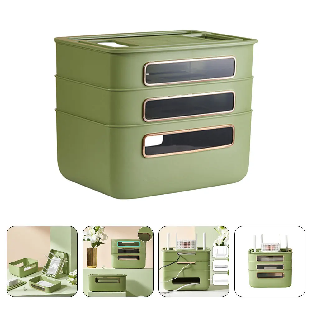 صندوق تخزين جهاز التوجيه المنزلي تصميم مجوف رف تخزين جهاز التوجيه المنزلق منظم الكابلات للوازم المنزلية صندوق التشفير #3