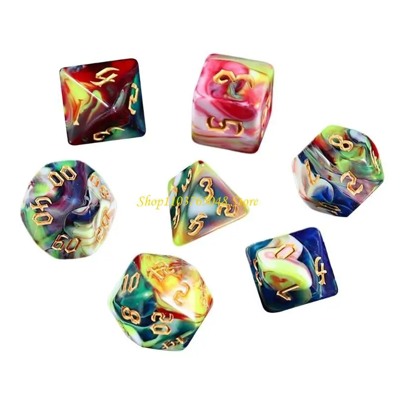 

R53E 7Pcs Acrylic Multi-Sided Dices Different Size Digital Number Dices For Kid Adult