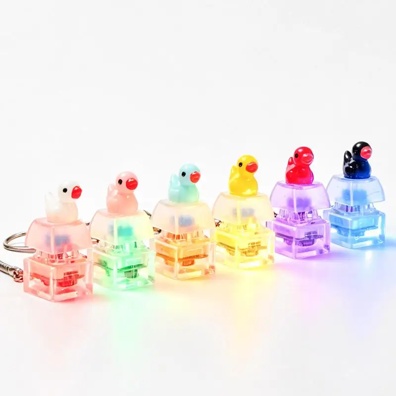 Animal Keyboard Fidget Keychain Finger Button Clicker Decompression Toy With Colorful Lights