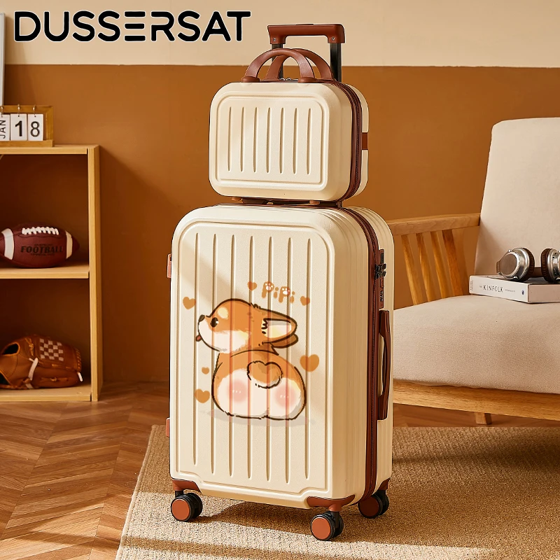 

Kids Cute Cartoon Luggage 20 22 24 26 28 Inch ABS+PC Suitcase with Password Lock, Waterproof Scratch-Resistant Design for Travel